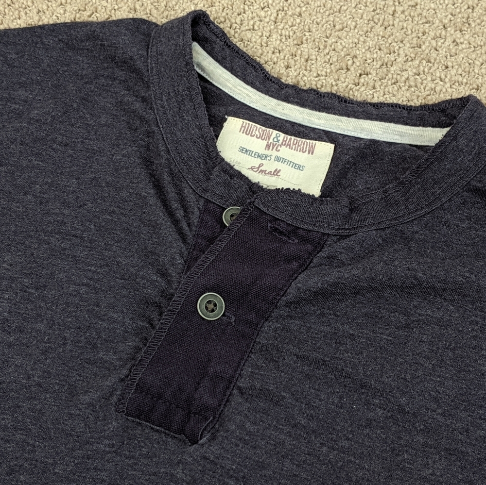 Hudson & Barrow Long Sleeve Shirt Blue Men's Small